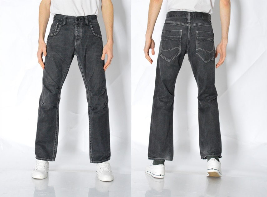 Y2K Grau Grunge Jeans Herren Hose Taillenumfang 32 in 81 cm S von MagicKale