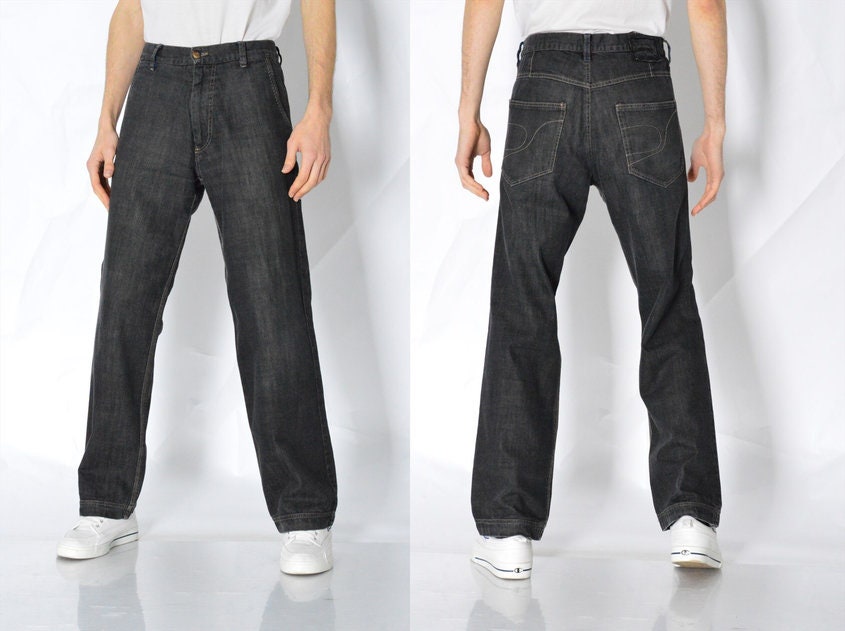 Y2K Graue Grunge Jeans Herren Minimalist Denim Hose Taille Größe 32 in 82 cm S von MagicKale