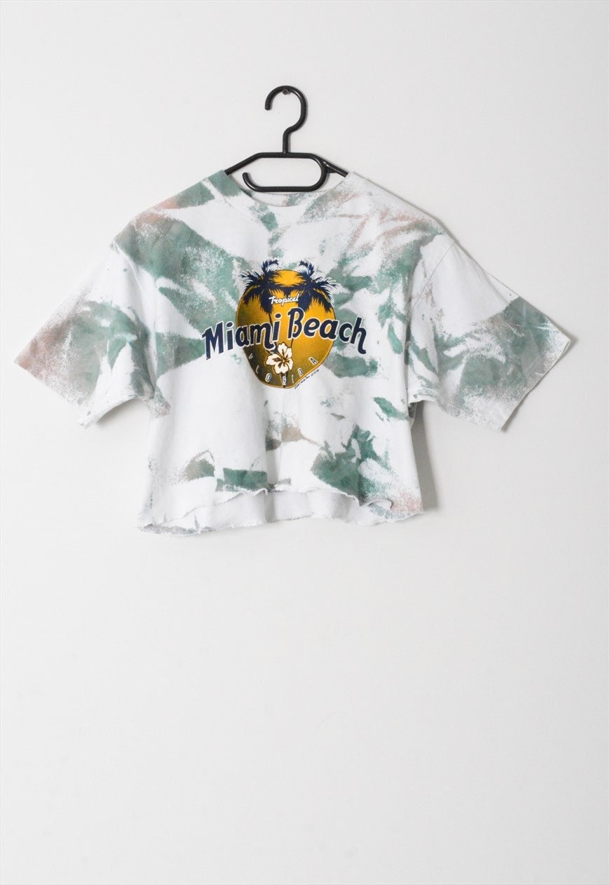 Y2K Khaki Tie Dye Miami Florida Crop Top Damen Sommer Shirt Größe M Y2K Khaki Tie Dye Miami Florida Crop Top Damen Sommer Shirt Größe M von MagicKale