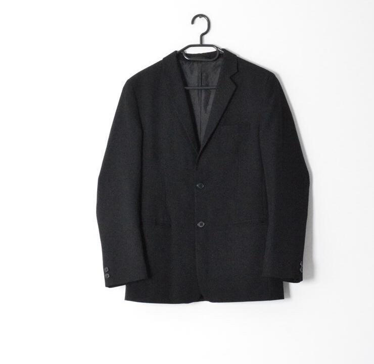 Y2K Schwarzer Minimalist Boyfriend Blazer Formelle Preppy Damen Jacke Größe M von MagicKale