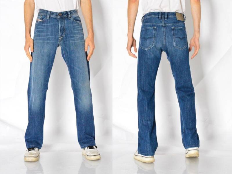 Y2K Vintage Diesel Faded Blue Grunge Jeans Herren Denim Hose Taille Größe 35 in L von MagicKale