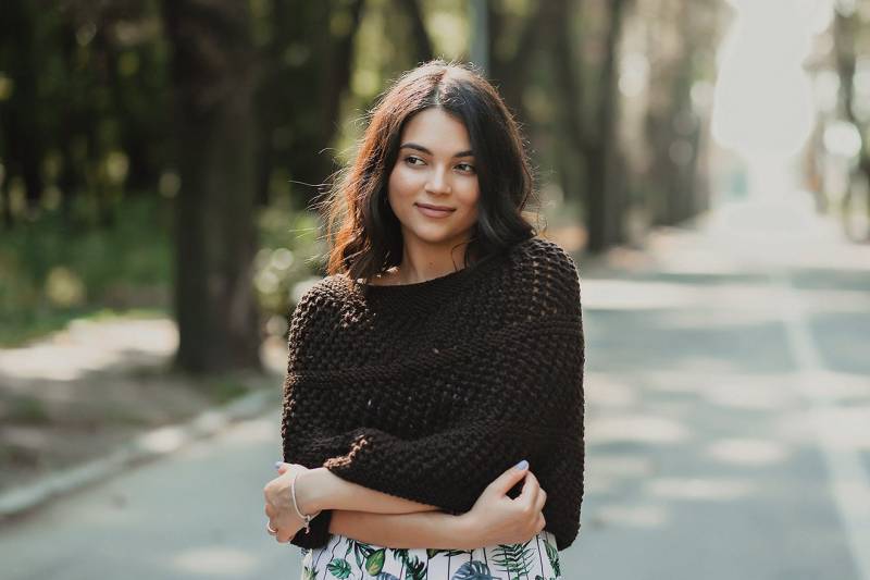 Häkelponcho Strickponcho Häkelschal Cape Mantel Damen Poncho Strickcape Schwarzer von MagicKnittingNeedle