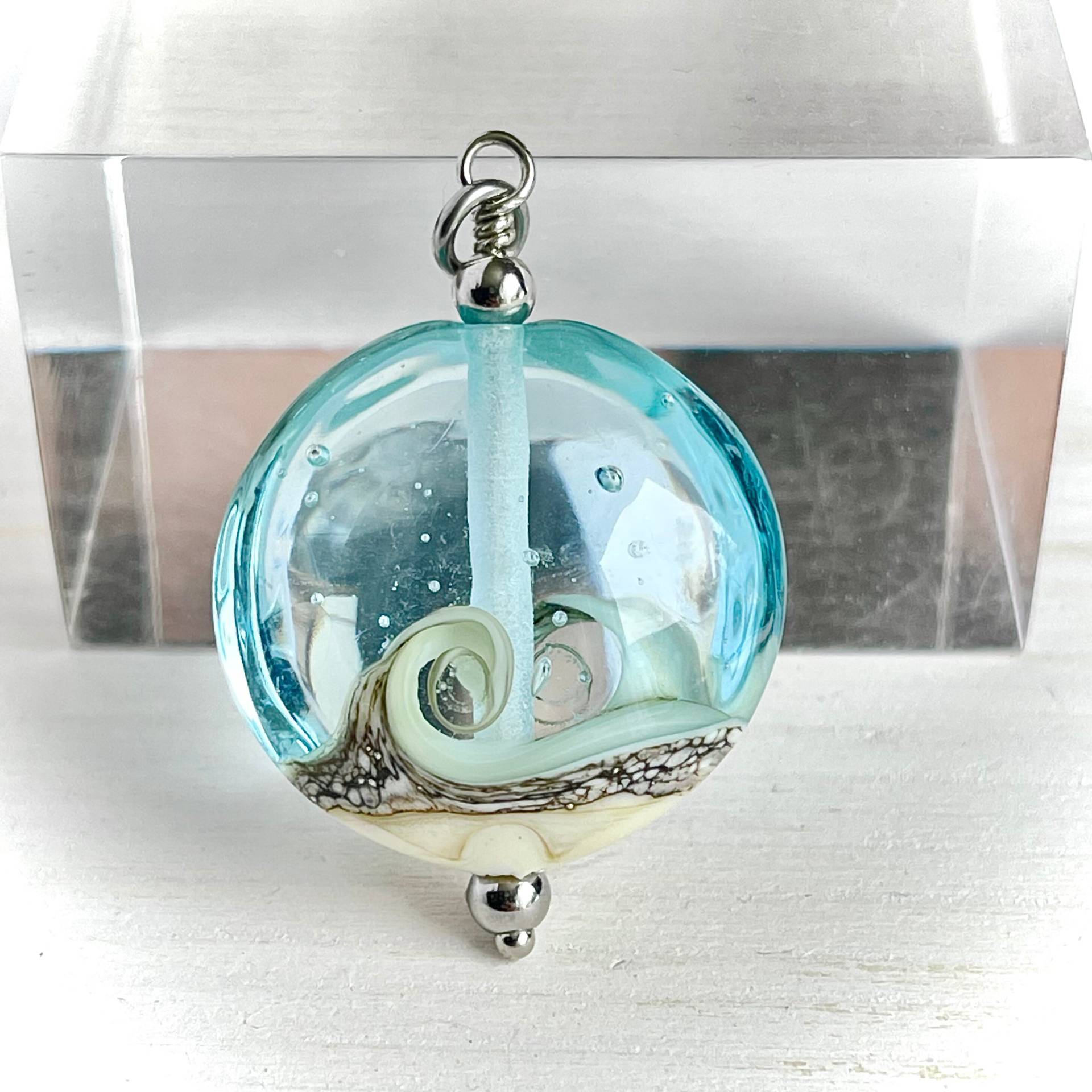 Blaue Lampwork Seeglas Halskette, Welle Ozean Strand Meer Halskette Schmuck, Hochzeit Weihnachtsgeschenk von MagicLampworkjewelry