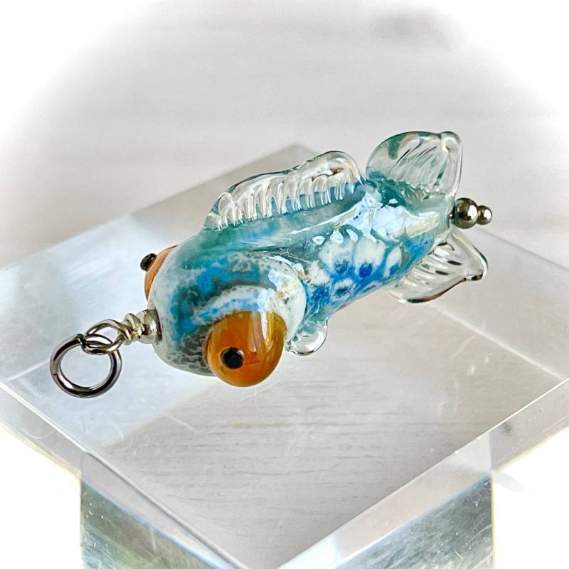 Fisch Lampwork Glas Halskette, Tier Anhänger, Graue Chrismas Geschenke, Ozean Aqua Fisch, Natur Inspirieren von MagicLampworkjewelry