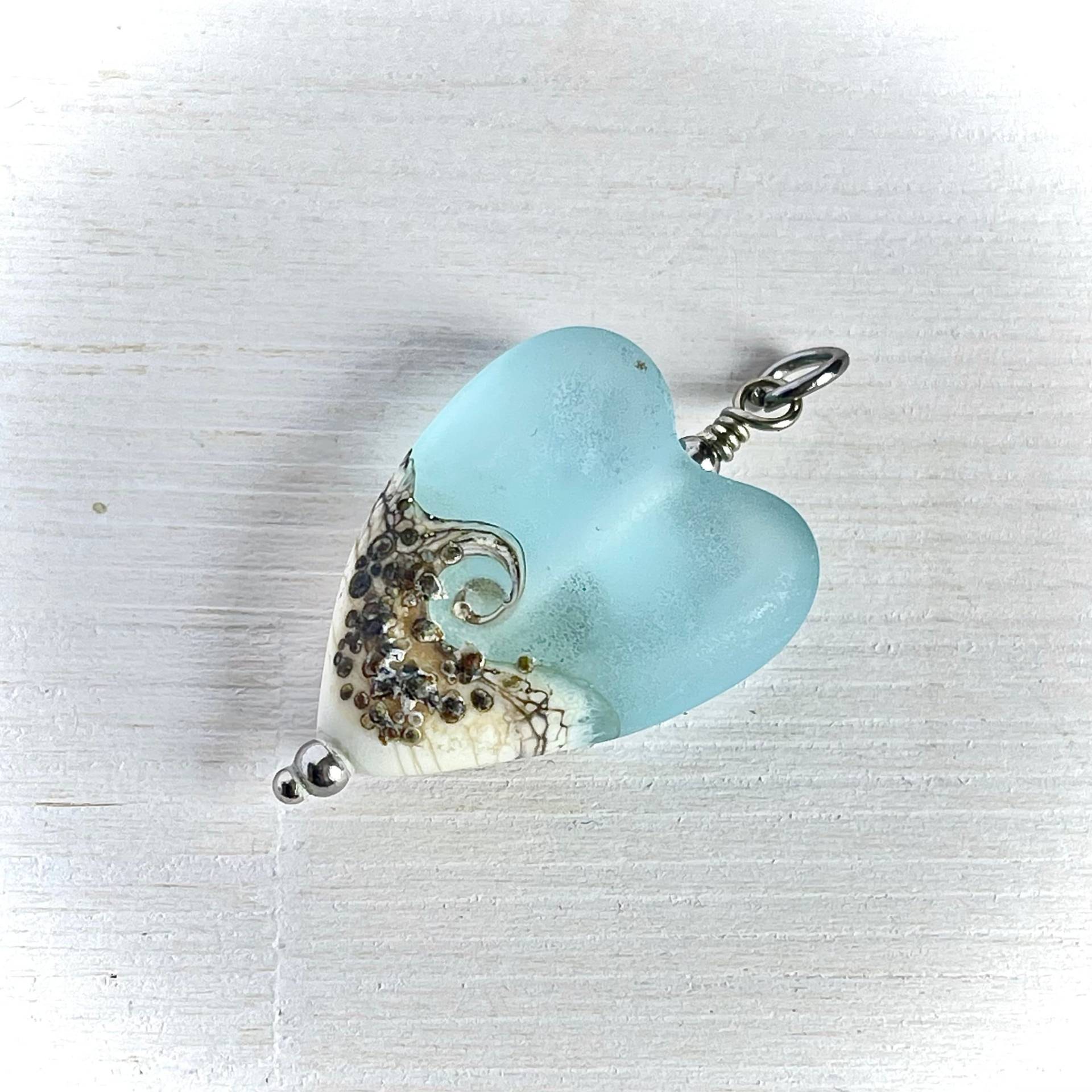 Lampwork Seeglas Herz Halskette, Welle Ozean Strand Halskette Schmuck, Hochzeit Weihnachtsgeschenk von MagicLampworkjewelry