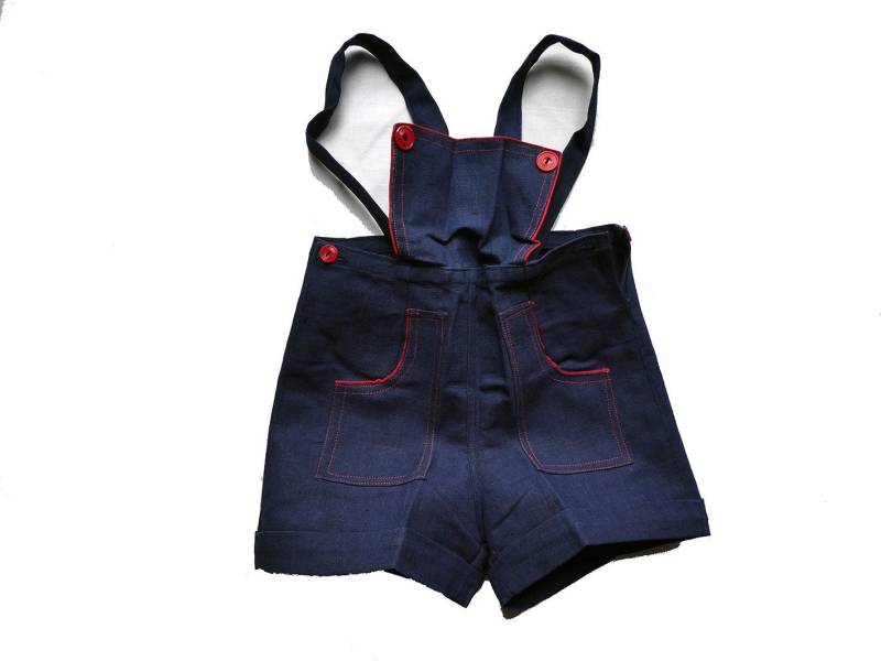 Overalls Blauer Overall Aus Baumwoll-Shorty Vintage-Leinen Den 50Er Jahren - Magic'puce Hergestellt in Frankreich/Neuer Alter Lagerbestand Größe Overalls Blauer Overall Aus Baumwoll-Shorty Vintage-Leinen Den 50Er Jahren - Magic'puce Hergestellt in Frankreich/Neuer Alter Lagerbestand Größe von MagicPuce