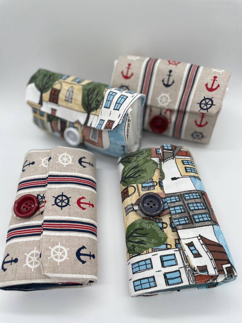 Faltbare Baumwolle Stofftasche in 3 Farben Weiß/Hellblau/Dunkelblau Mit Knopf von MagicQQ