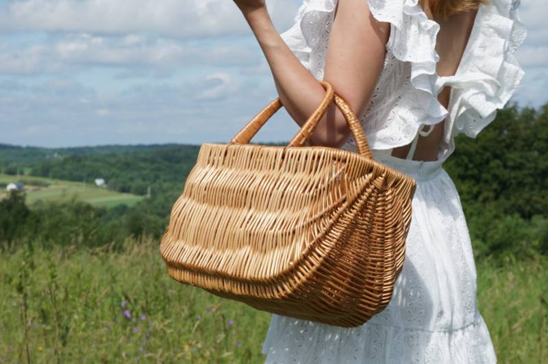 Personalisierte Große Weidenkorb-Tasche. Handgewebter Picknick-Korb. Strandkorb. Expressversand. Personalisiertes Geschenk Mama von MagicWicker