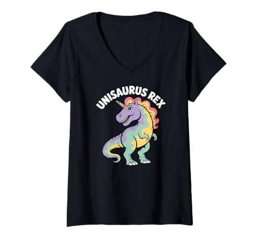 Damen Unisaurus Rex Dinosaurier Einhorn Fun T-Shirt mit V-Ausschnitt Damen Unisaurus Rex Dinosaurier Einhorn Fun T-Shirt mit V-Ausschnitt von Magical Dinosaur Unicorn Enthusiasts
