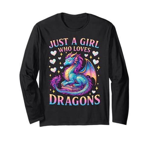 Nur ein Mädchen, das Drachen liebt - Regenbogendrache Langarmshirt von Magical Fantasy Lover Reader Co.