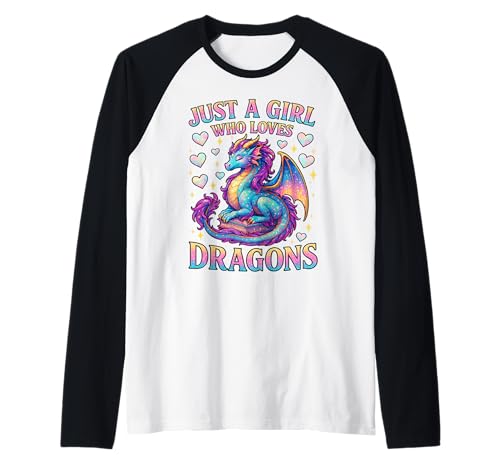 Nur ein Mädchen, das Drachen liebt - Regenbogendrache Raglan von Magical Fantasy Lover Reader Co.