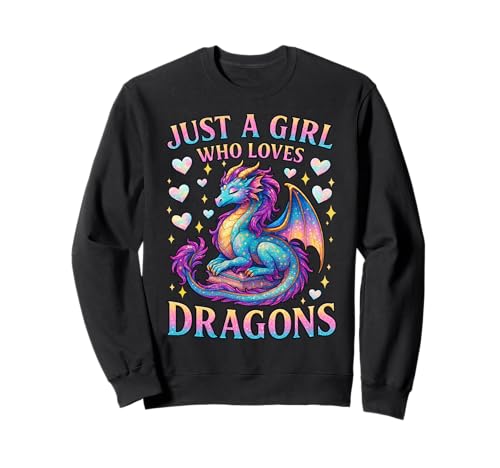 Nur ein Mädchen, das Drachen liebt - Regenbogendrache Sweatshirt von Magical Fantasy Lover Reader Co.