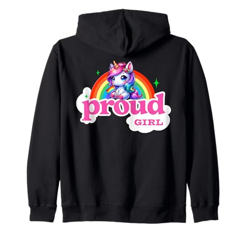Proud Girl LGBTQ+-Design mit Regenbogen-Einhorn Kapuzenjacke von Magical Pride Vibes by NLTS