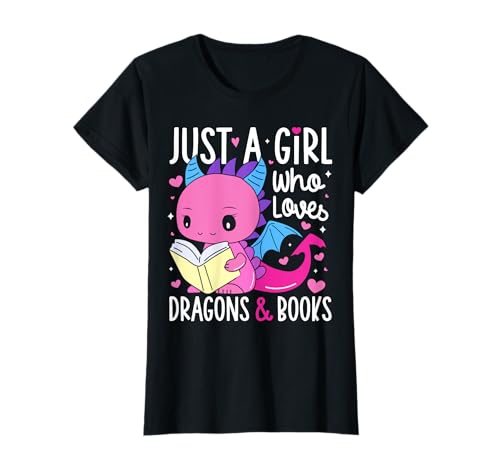 Nur ein Mädchen, das Drachen und Bücher liebt Dragon Reading T-Shirt von Magical Reading lover Co Tee