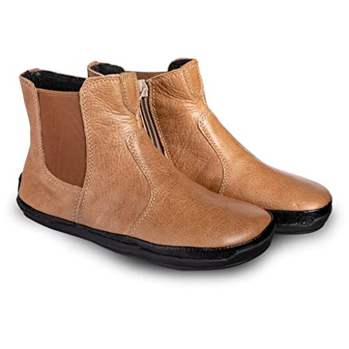 Magical Shoes Barfußschuhe für Jugendliche Stiefeletten Mädchen Jungen Bequem Leichtgewichts Alltagsschuhe Lederschuhe Lupino Junior Tan 32 von Magical Shoes