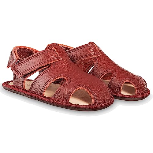 Magical Shoes Babysandalen, Sandalen Barfußschuhe Kinder, Minimalschuhe mit Klettverschluß, minimalistische weiche Schuhe Mädchen & Jungs, Kindersandalen, Rot, Gr. 22, Janu von Magical Shoes