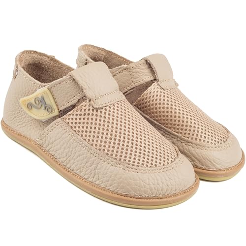 Magical Shoes Babyschuhe, Lauflernschuhe Mädchen & Jungen, Baby Schuhe, Kinderschuhe, weiche Barfußschuhe, Kinder Krabbelschuhe, Kitaschuhe, Hausschuhe Leder, Gr. 26, Bebe – H.Beige von Magical Shoes