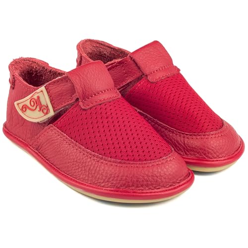 Magical Shoes Babyschuhe Jungen, Leder Barfußschuhe gesund, Sommerschuhe Kinder Junge, rutschfeste Kinderhausschuhe, minimalistische Schuhe, Barefoot Shoes, Gr. 25, Bebe – D.Rot von Magical Shoes