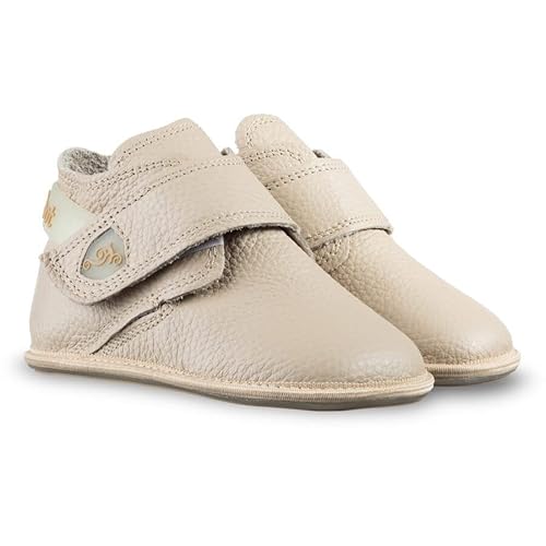 Magical Shoes Barfußschuhe Kinder, Barefoot Kids, weiche Lauflernschuhe Leder, handgefertigte Krabbelschuhe mit Klettverschluss für Frühling – Herbst, Babyschuhe, Beige, Gr. 19 EU, Baloo 2.0 von Magical Shoes