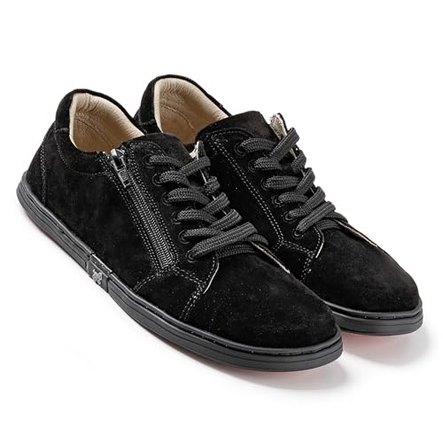 Magical Shoes Barfußschuhe Herren, Minimalschuhe aus Leder für Männer, Minimalist Footwear, minimalistische Halbschuhe Barefoot Shoes Men, Schwarz Suede, Gr. 42, Echo von Magical Shoes