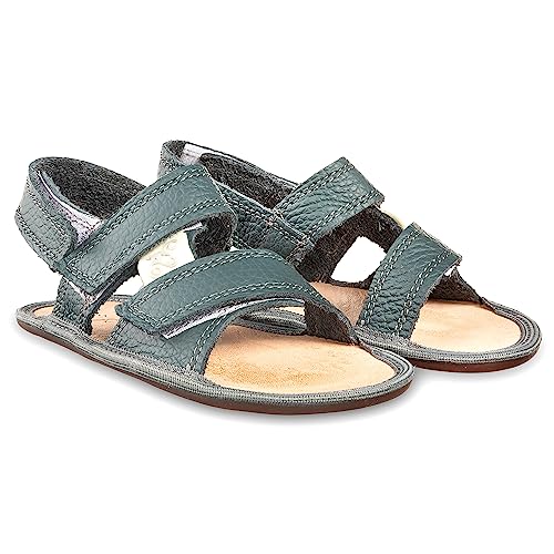 Magical Shoes Barfußschuhe Sandalen Kinder, Barefoot Sandals Kids, weiche Schuhe aus Leder, Kinderschuhe Sommer, Kindersandalen mit Klettverschluss, Marine Gr. 24, Dudi von Magical Shoes