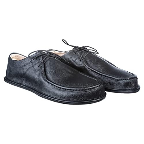 Magical Shoes Mokassins Barfußschuhe Herren, Leder Schuhe extrem leicht, Minimalschuhe atmungsaktiv, Schwarze Halbschuhe elegant, minimalistische Schuhe, Barefoot Shoes Men, schwarz, Gr. 44, Cameron von Magical Shoes