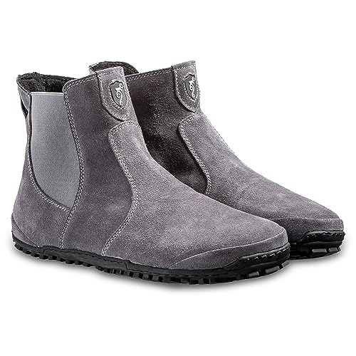 Magical Shoes Barfußschuhe gefüttert für Damen, Chelsea Boots, Lederschuhe, Stiefel mit Reissverschluss, minimalistische Halbstiefe, Stiefeletten aus Leder, Gr. 41, Grau, Lupino von Magical Shoes