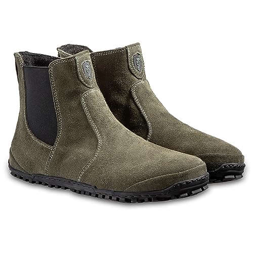 Magical Shoes Barfußschuhe gefüttert für Damen, Chelsea Boots, Lederschuhe, Stiefel mit Reissverschluss, minimalistische Halbstiefe, Stiefeletten aus Leder, Gr. 41, Grün, Lupino von Magical Shoes