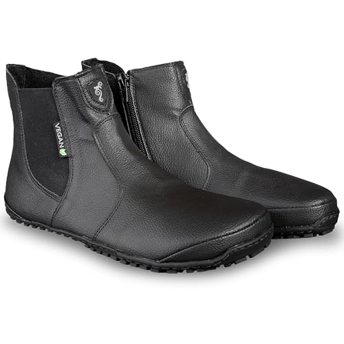 Magical Shoes Barfußschuhe gefüttert für Damen, Chelsea Boots, Stiefel früher Winter, minimalistische Halbstiefe, Stiefeletten, Vegane Schuhe, Gr. 43, Schwarz Vegan, Lupino von Magical Shoes