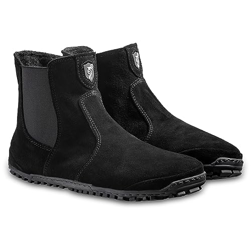 Magical Shoes Barfußschuhe gefüttert für Damen, Chelsea Boots, Stiefel früher Winter, minimalistische Halbstiefe, Stiefeletten aus Leder, Lederschuhe, Gr. 43, Schwarz, Lupino von Magical Shoes