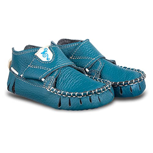 Magical Shoes Moxy weiche Lauflernschuhe für Babys | Bequeme Barfußschuhe | Krabbelschuhe Baby, Gr.:18, Farbe: Blau von Magical Shoes