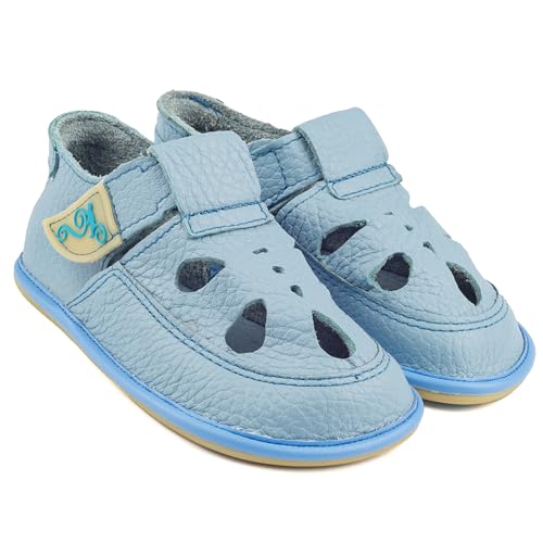 Magical Shoes Weiche Kinderschuhe, Kinder, Barfußschuhe, Sandalen, Krabbelschuhe-Baby, rutschfeste Hausschuhe, Outdoor, Leder, Gr. 20, Coco, Baby Blau von Magical Shoes