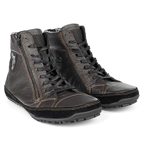 Magical Shoes gefütterte Barfußschuhe Damen & Herren, Winterschuhe minimalistisch, Mens Barefoot Shoes Winter, Minimal Boots leicht, Leder Halbstiefel mit Innenfutter, Gr. 40, Braun, Alaskan X von Magical Shoes