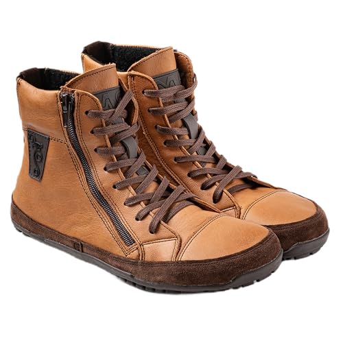 Magical Shoes gefütterte Barfußschuhe Herren, Ganzjährig, Ankle Boot Zero Drop, Minimal Boots, Halbstiefel, Gr. 46, Alaskan X Light Karmel von Magical Shoes