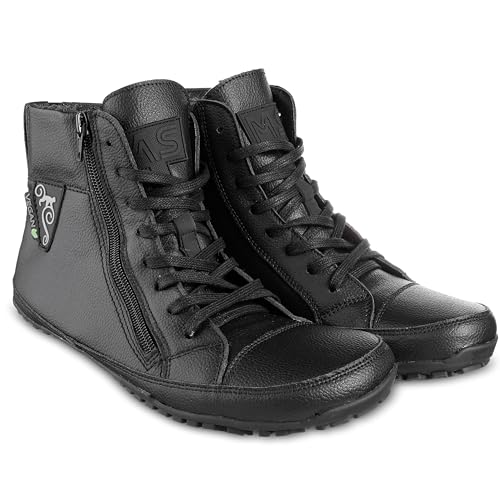 Magical Shoes gefütterte Barfußschuhe Herren, leichte Halbstiefel mit Innenfutter, Winterschuhe minimalistische, Gr. 47, Alaskan Vegan Schwarz von Magical Shoes