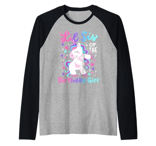 Lil Sis of The Birthday Girl Flossing Unicorn Family Girls Raglan von Magical Unicorn Birthday Outfits