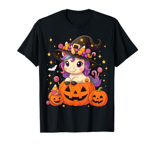 Einhorn Hexe Jack O Laterne Kostüm Mädchen T-Shirt Einhorn Hexe Jack O Laterne Kostüm Mädchen T-Shirt von Magical Unicorn Witch Halloween Costumes