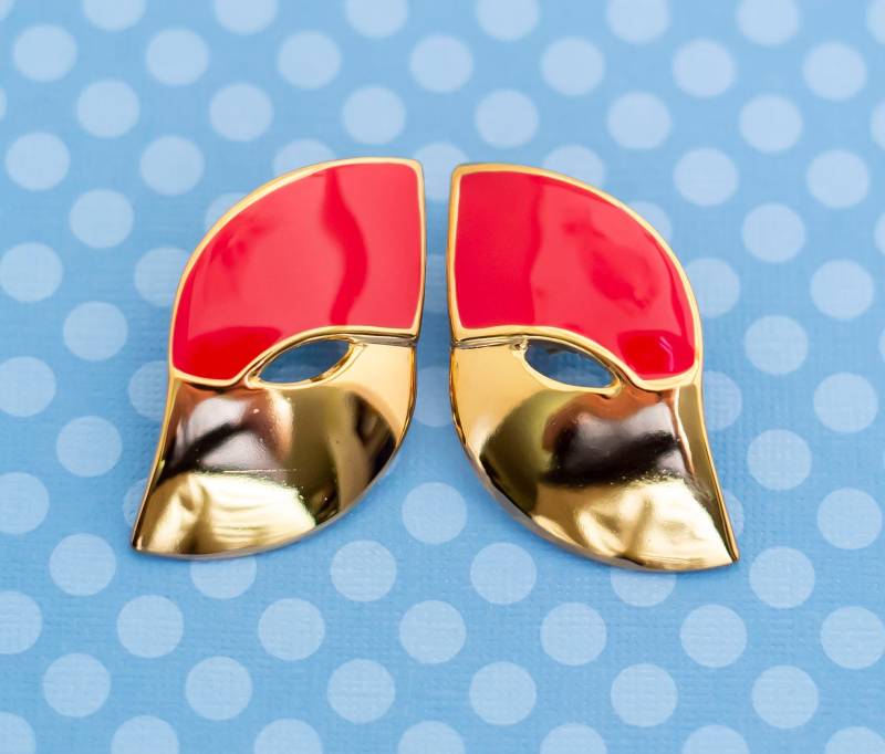 Vintage Boho Rot Und Gold Ton Ohrclips - M12 von MagicalByMagical
