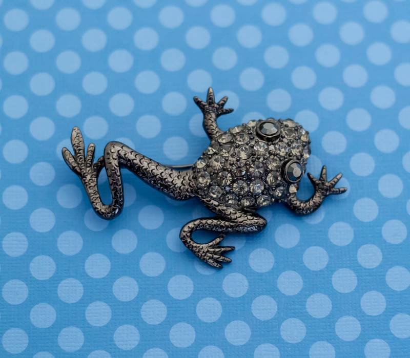 Vintage Mid Century Frosch Strass Brosche - M9 von MagicalByMagical