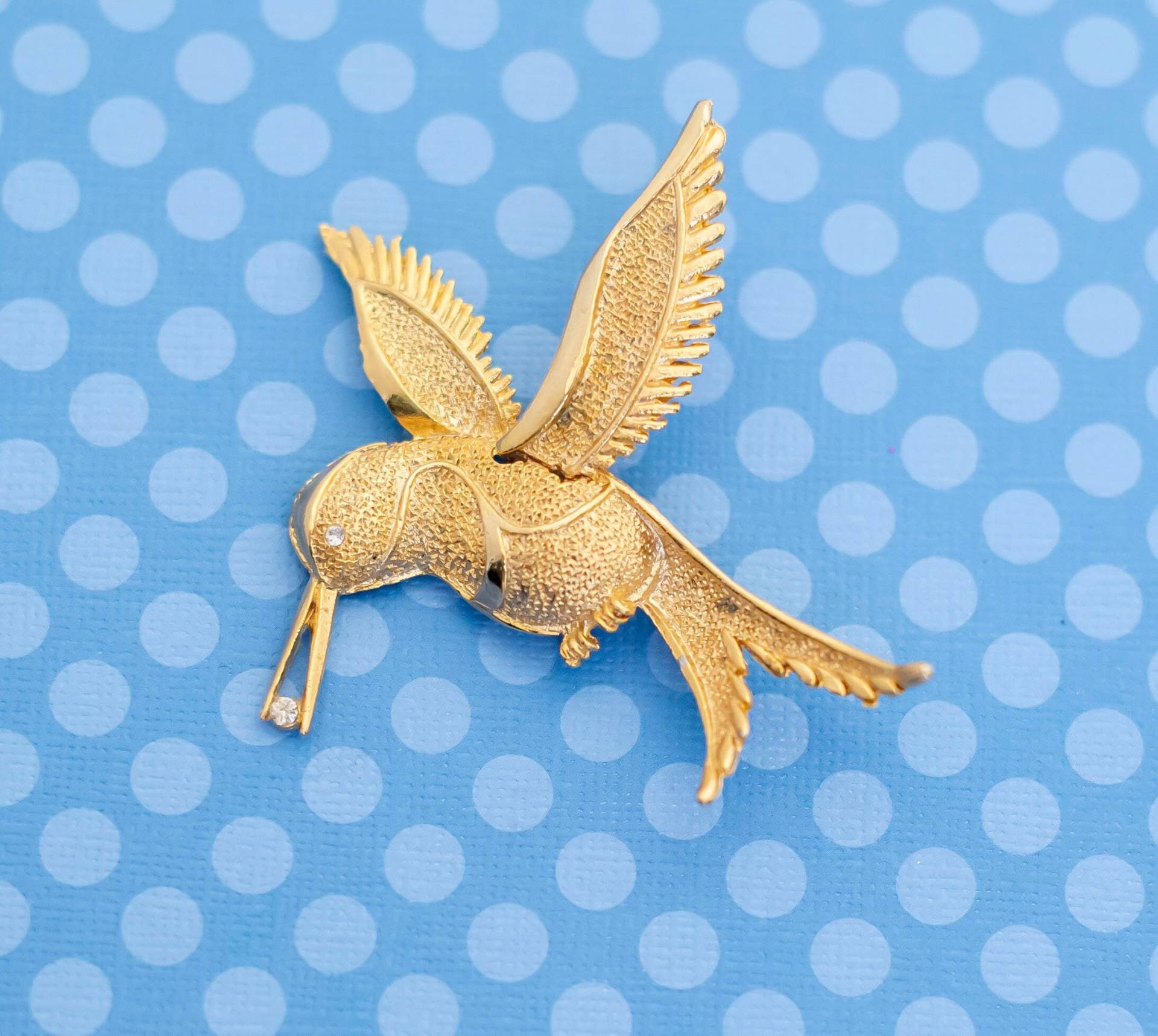 Vintage Mid Century Kolibri Gold Ton Brosche - M6 von MagicalByMagical