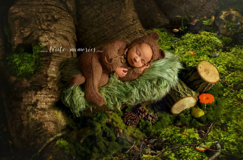 Bären Baby Neugeborenen Overall Strick Set Mit Mütze Foto Requisite von MagicalLandPhotoProp