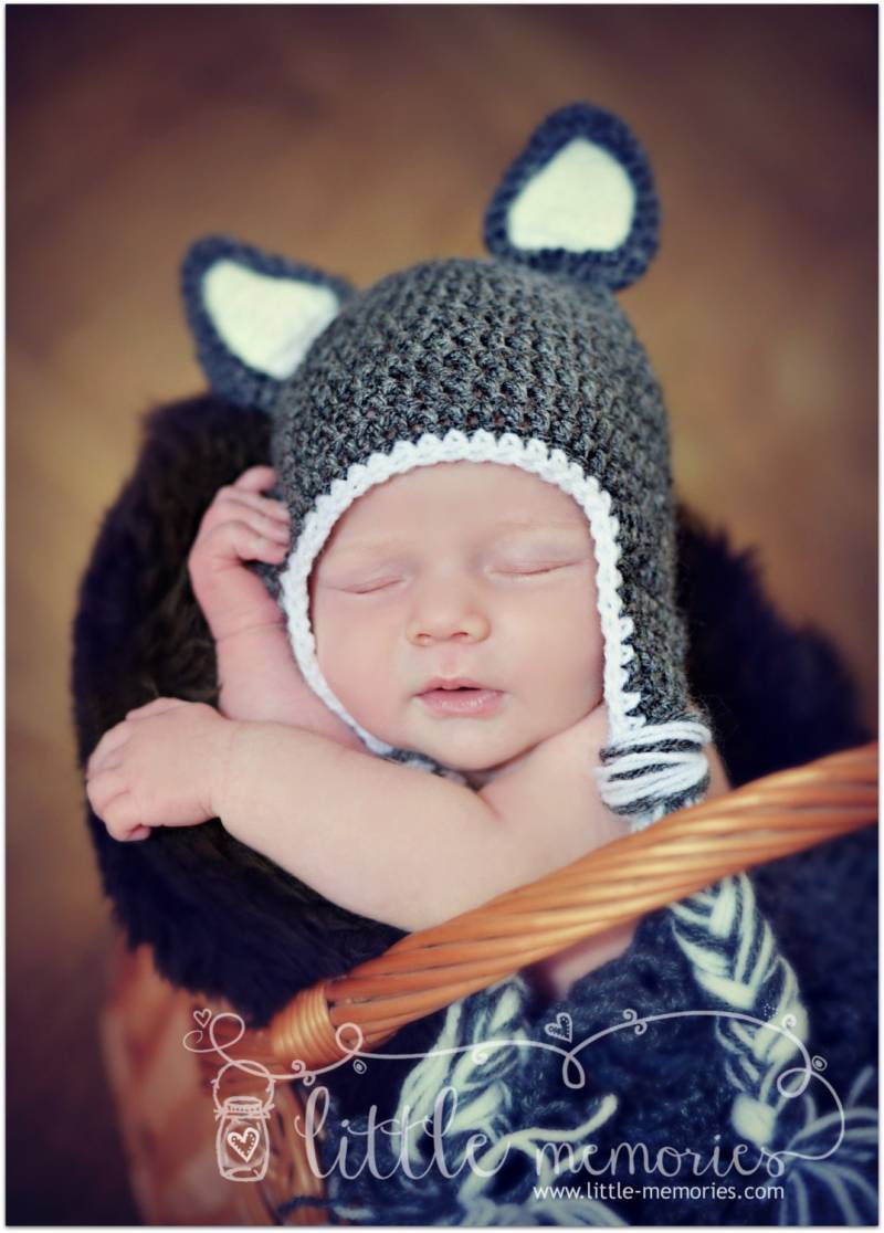 Gehäkelte Wolf Beanie/ Mütze Neugeborene Baby Foto Requisite von MagicalLandPhotoProp