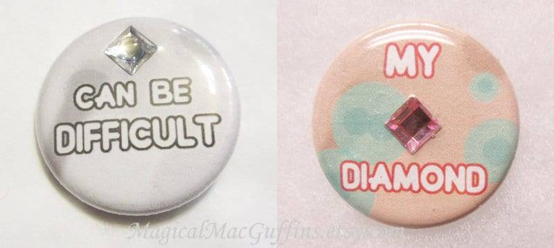 Edelsteine Gelb Blau Rosa Weiß Diamant Autorität Korrumpiert Jasper Steven Universum Affirmation Buttons von MagicalMacGuffins