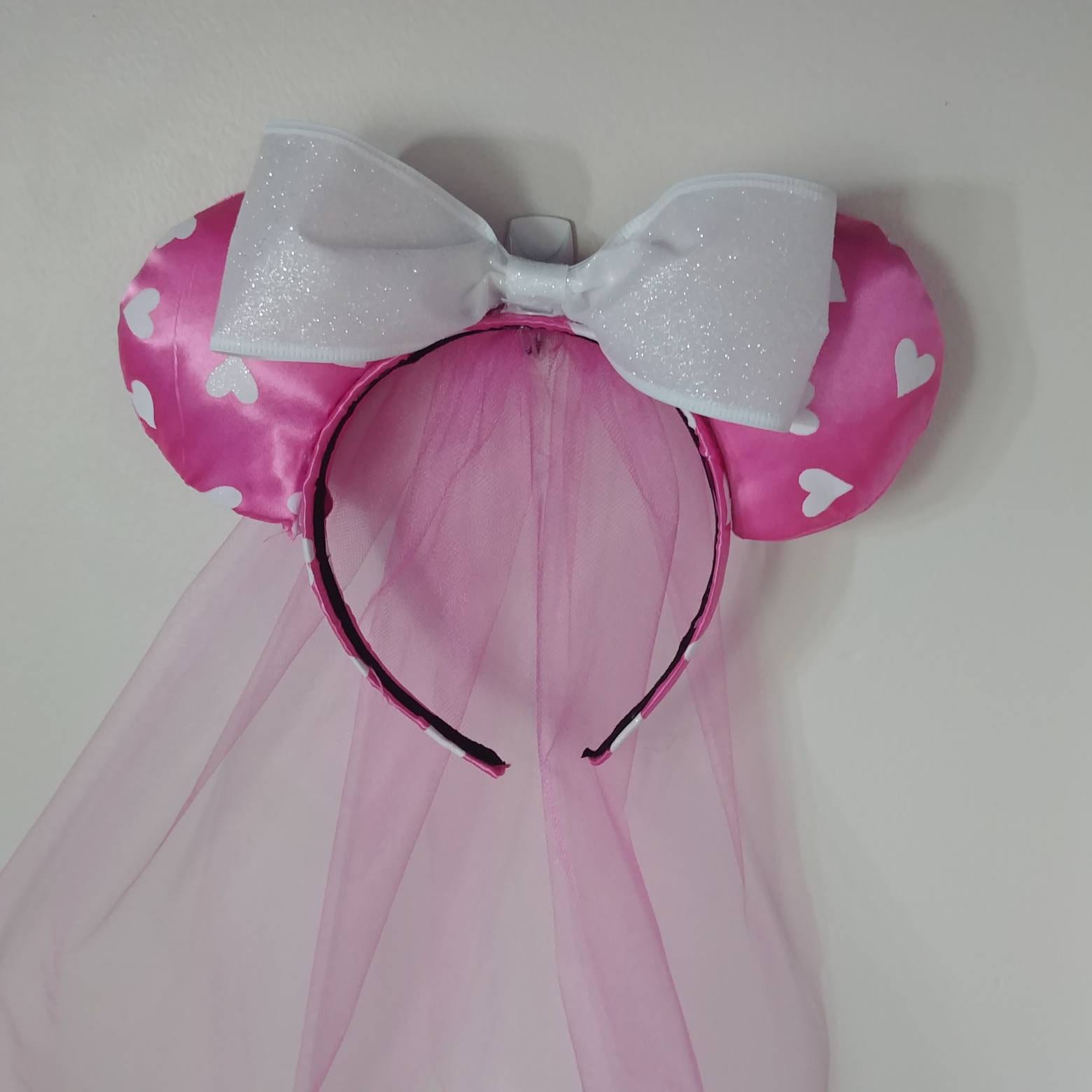 Rosa Mickey Ohren, Herz Ohren Mit Schleier, Valentinstag Mausohr, Rosa Maus Herz-Mouse-Ohren Rosa Mickey Ohren, Herz Ohren Mit Schleier, Valentinstag Mausohr, Rosa Maus Herz-Mouse-Ohren von MagicalMarketCrafts