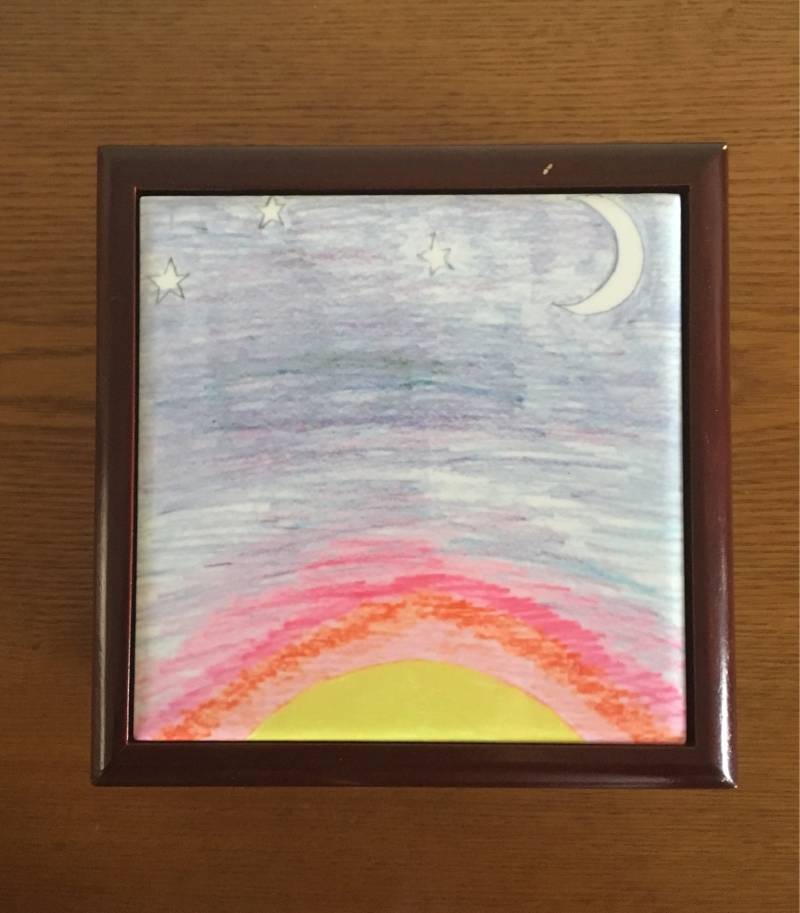 Vintage Keramik Und Holz Schmuckdose - Sonne Mond Fliesen Schmuckkästchen - Kirsch Finish Schmuckkästchen Mit Bemaltem Fliesendeckel Vintage Keramik Und Holz Schmuckdose - Sonne Mond Fliesen Schmuckkästchen - Kirsch Finish Schmuckkästchen Mit Bemaltem Fliesendeckel von MagicalNostalgia