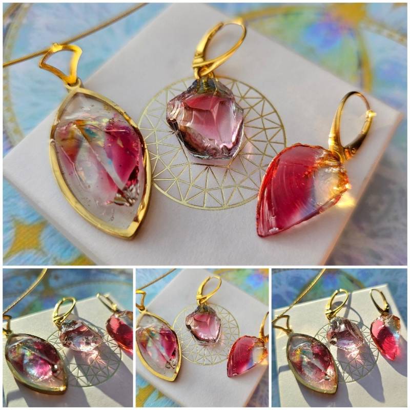 Andara-Kristall Schmuck-Set Mit Regenbogen Andara Rohkristallen | Summer Fields 5Dregenbogen-Flamme von MagicalSoulArts