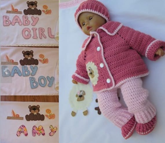 Gehäkelte Personalisierte Kleines Lamm, Die, Das Decke Cardigan Insgesamt Booties Hut Perfekten Baby Dusche Christening Newborn Geschenk /Take Home von MagicalStrings