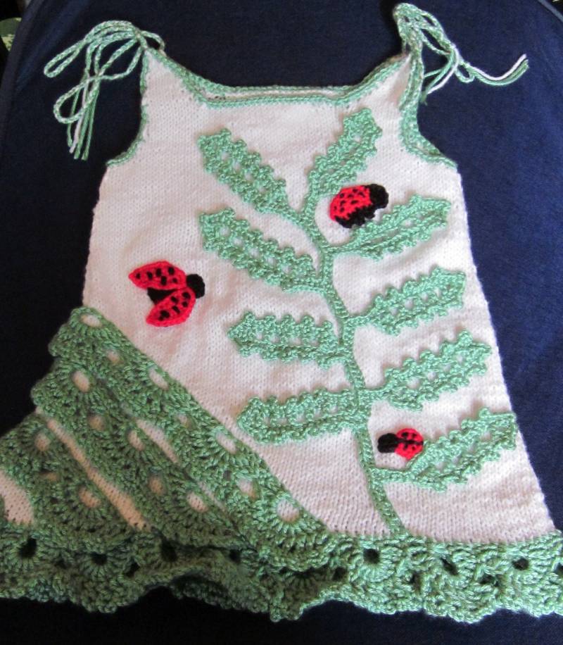 Handgefertigte Mädchen Häkeln/Gestrickte Kleid Mit Marienkäfer von MagicalStrings