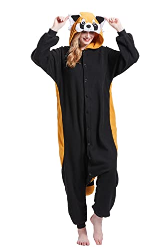 Magicalani Onesie Pyjama für Erwachsene - Unisex Tier Cosplay Nachtwäsche Weihnachten Halloween Kostüm, Raccon, XL von Magicalani