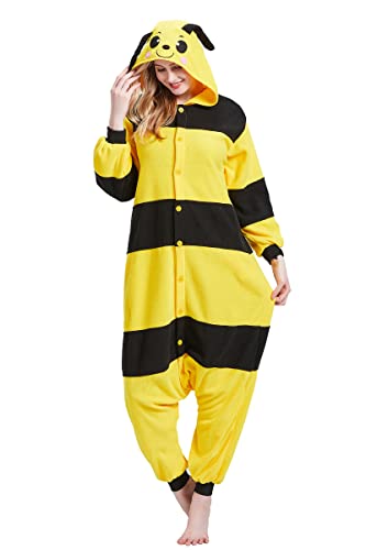 Magicalani Onesie Pyjama für Erwachsene - Unisex Tier Cosplay Nachtwäsche Weihnachten Halloween Kostüm, Biene, M von Magicalani